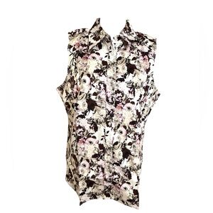 NWT Women’s Chadwicks of Boston Floral Cotton Sleeveless Button Shirt Size 18